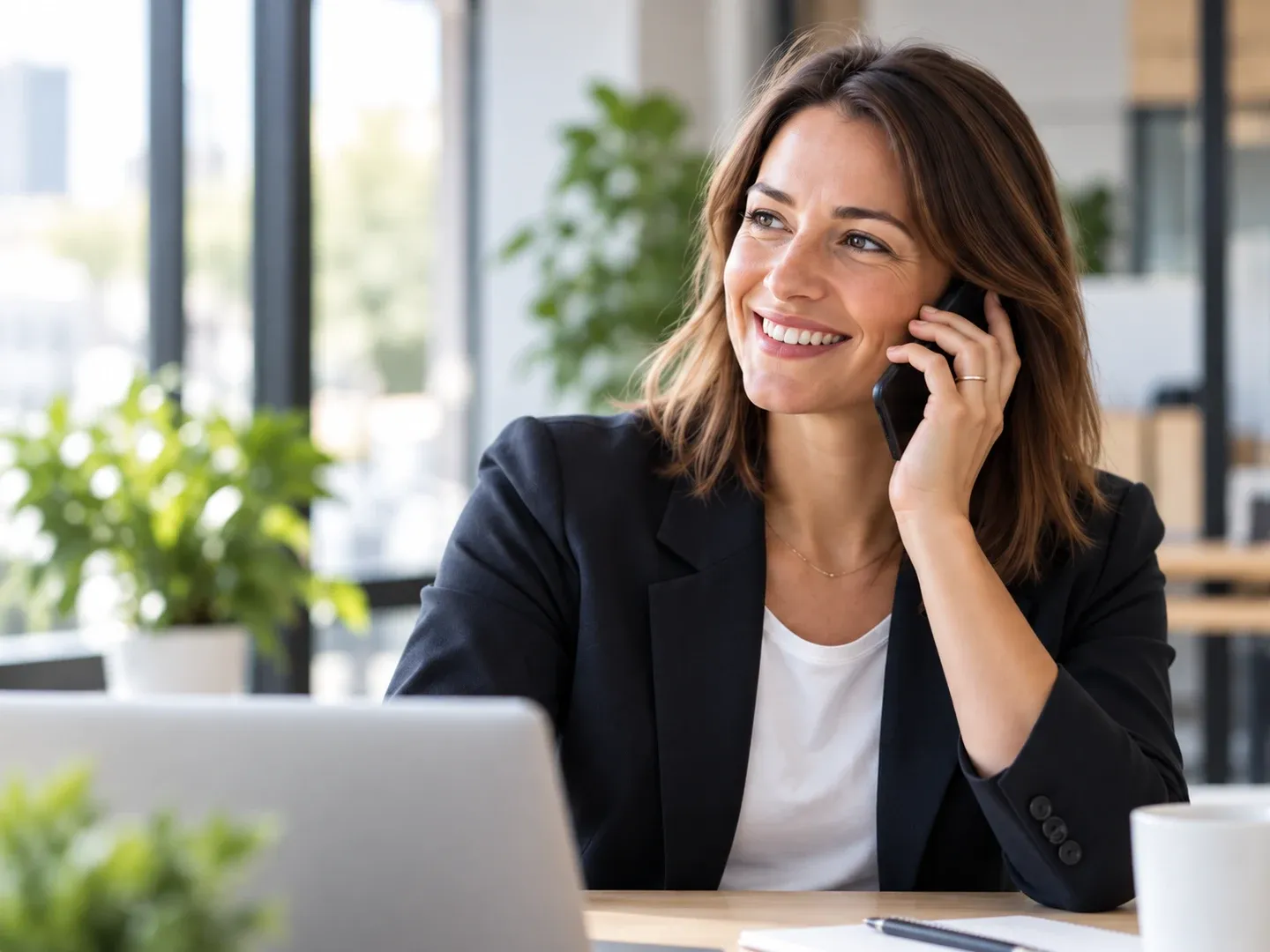 Une professionnelle reçoit un appel entrant de prospect