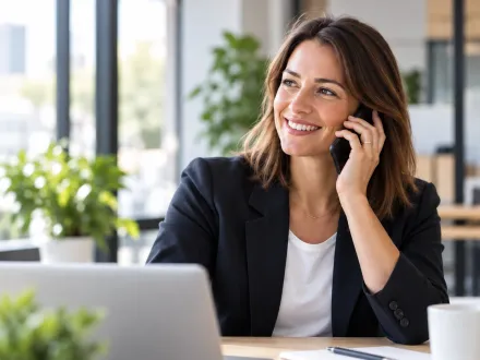 Une professionnelle reçoit une nouvelle demande par téléphone